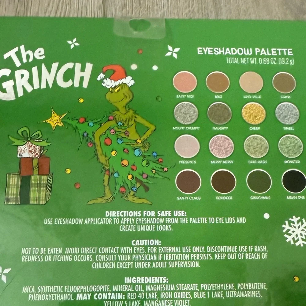 Grinch Snow Globe Palette, The Grinch Eyeshadow Palette, Holiday Makeup Palette
